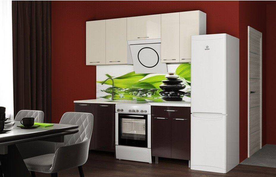 Кухня Танго 2 м с окапом, Ваниль, Горький шоколад