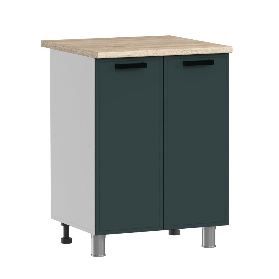 Кухня Аленушка 1,6м Магнолия Керамика/Изумруд, черный (без столешницы)