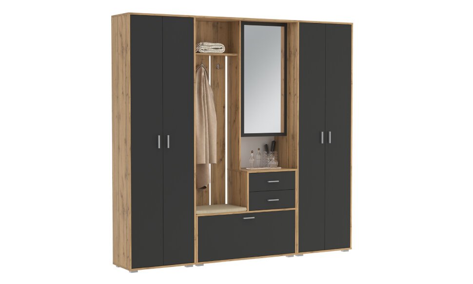 Прихожая модульная Антре 2 Дуб вотан / Диамант серый