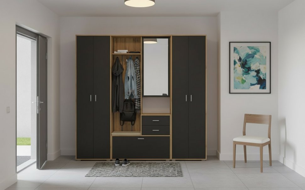 Прихожая модульная Антре 2 Дуб вотан / Диамант серый