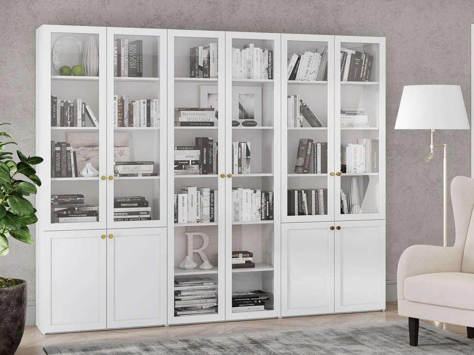 НМ 041.88 Шкаф витрина Орлеан Белый