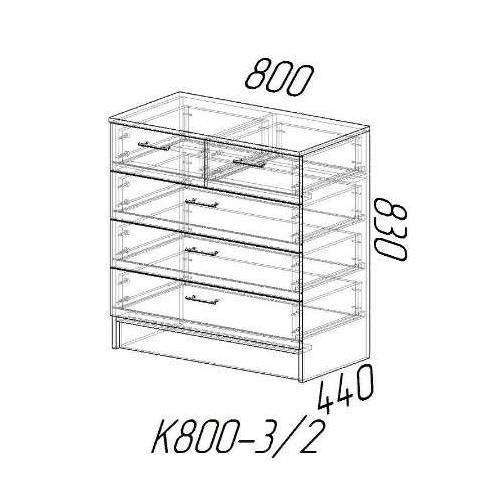 Комод с ящиками К800-3/2, белый гладкий