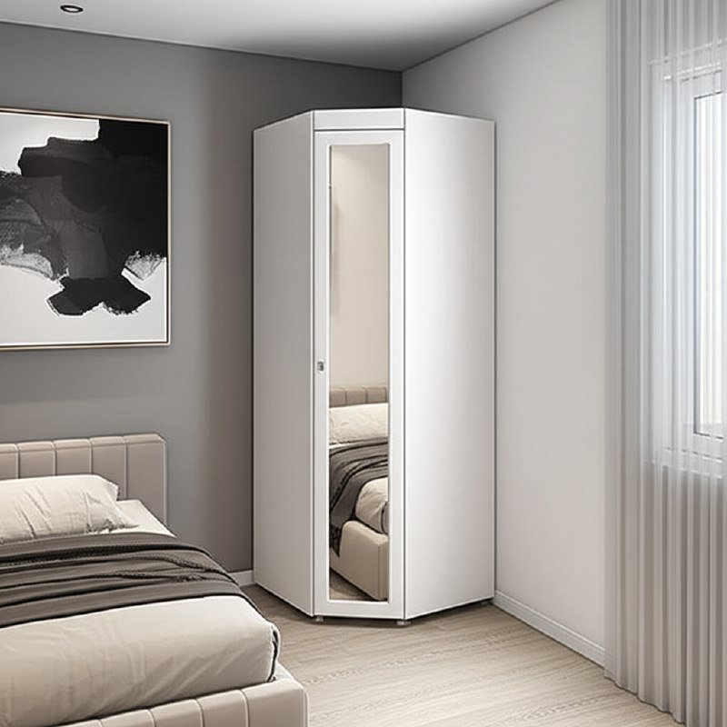 Шкаф угловой (гл.560) с зеркалом Монако МН-68 белое дерево