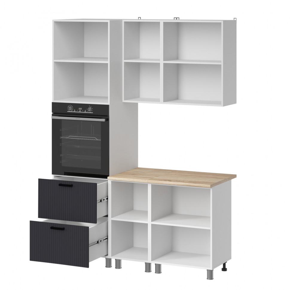 Кухня Аленушка 1,6 м ПД Лотос Сталь,скоба антрацит,сонома