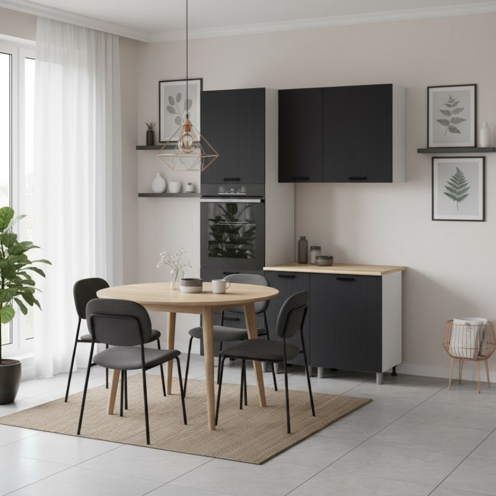 Кухня Аленушка 1,6 м ПД Лотос Сталь,скоба антрацит,сонома