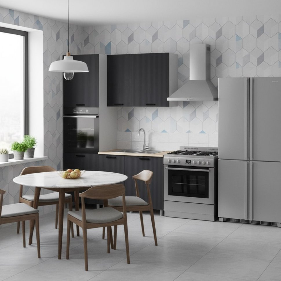 Кухня Аленушка 1,6 м ПД Лотос Сталь,скоба антрацит,сонома