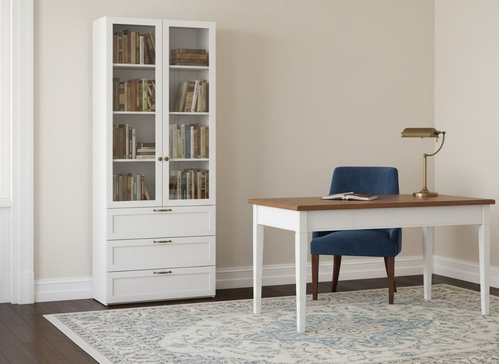 НМ 041.90 Шкаф витрина Орлеан Белый