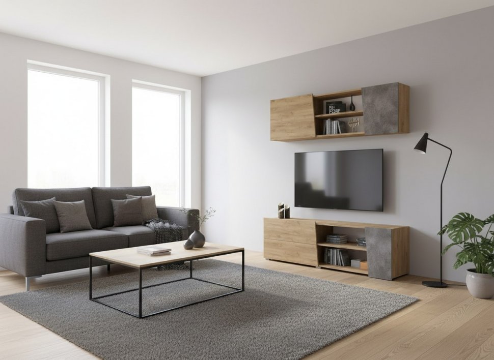 Гостиная Аллегро 10 компл. 2 / Дуб Крафт золотой/Камень темный