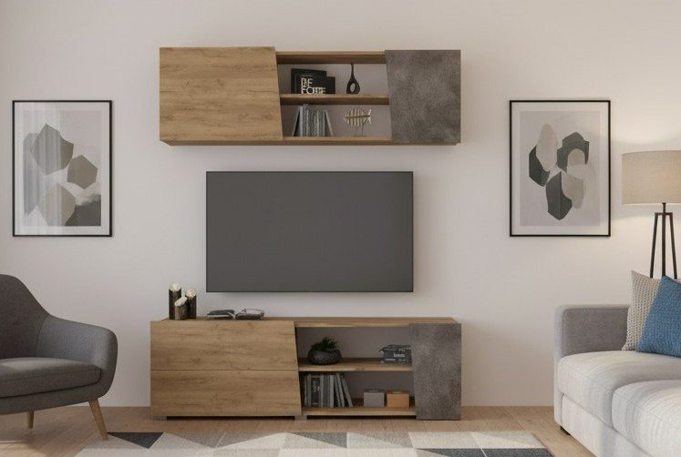 Гостиная Аллегро 10 компл. 2 / Дуб Крафт золотой/Камень темный