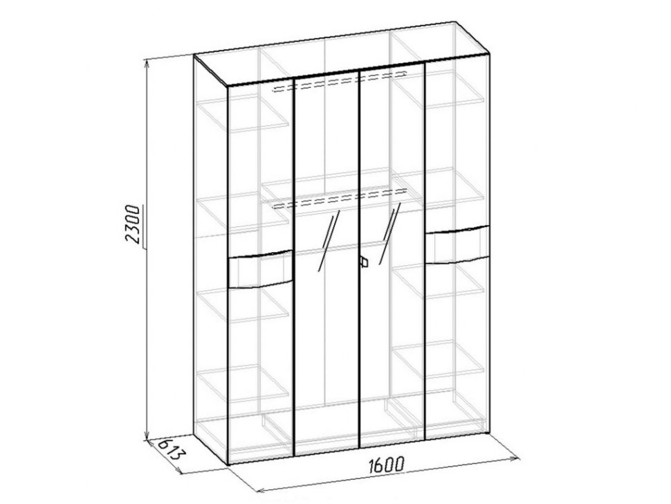 Спальня Амели (Дуб беленый) Глазов-мебель Вариант 1