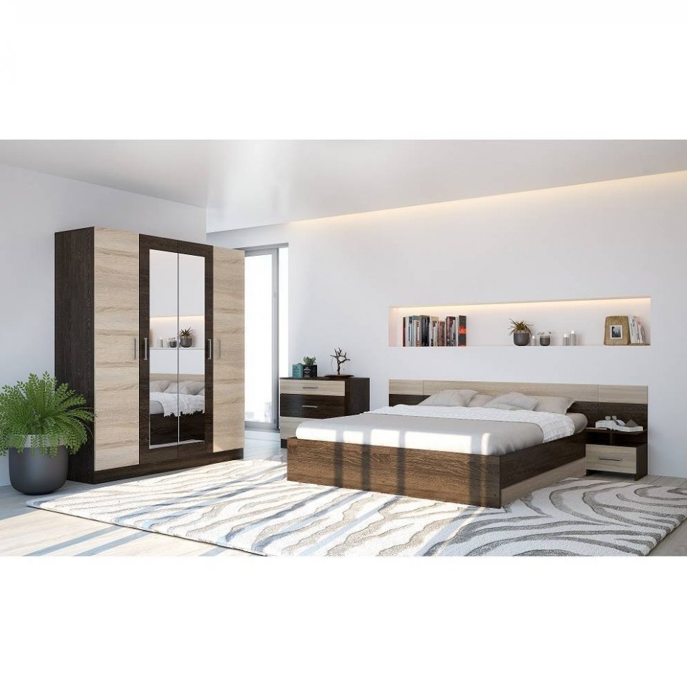 Спальня Леси (Горизонт) Комплект Сонома / Дуб кантербери