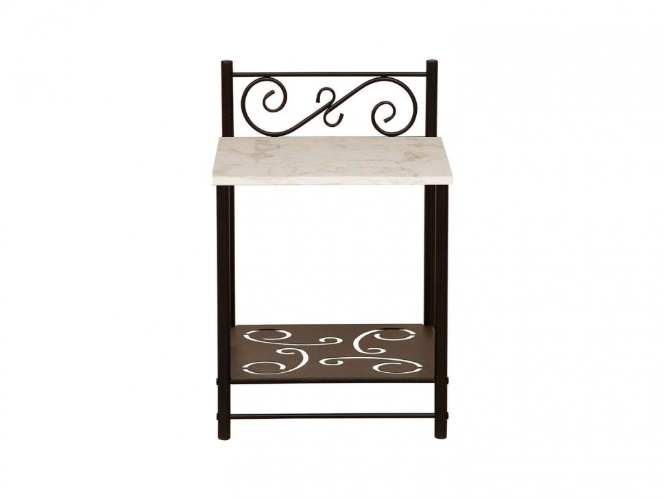 Тумба прикроватная 42.42 Ницца Мрамор белый/металл черный