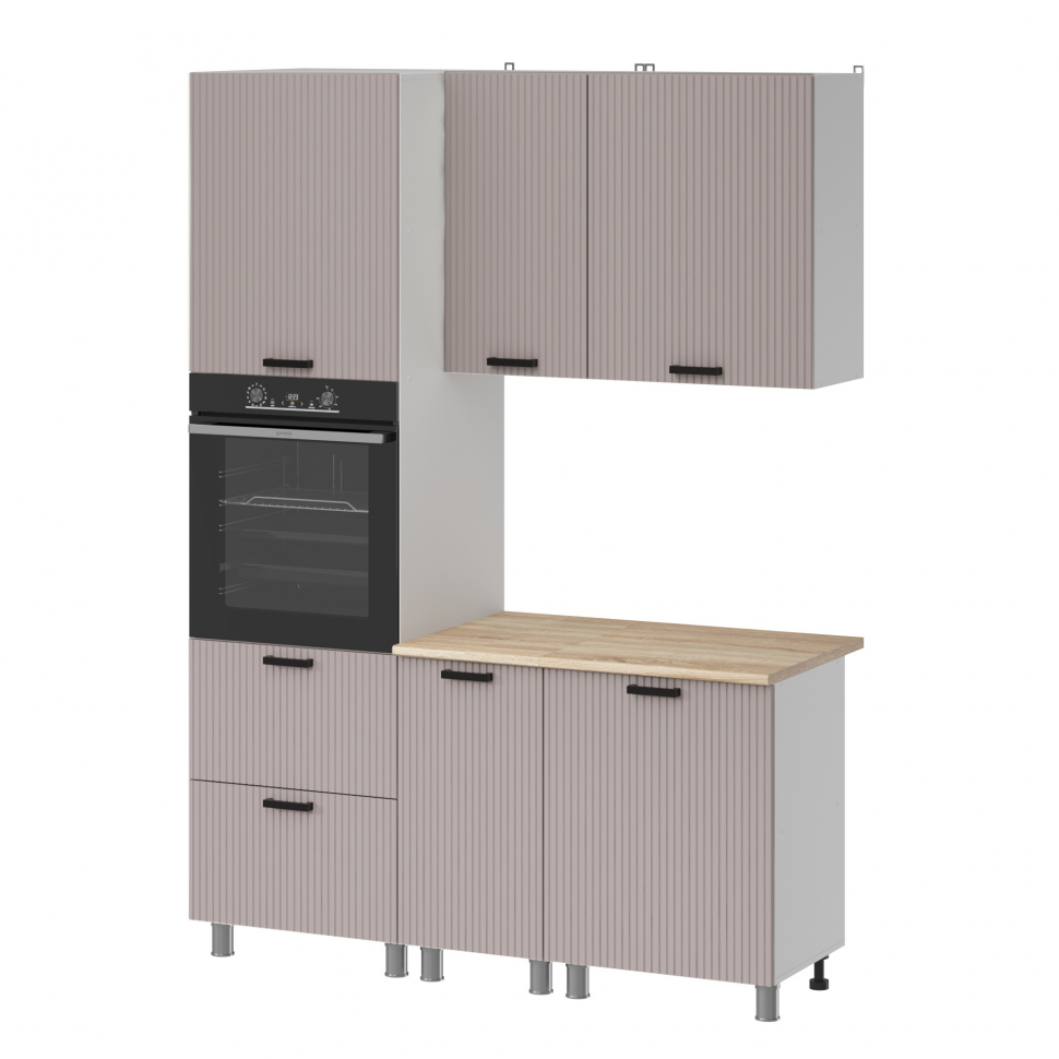 Кухня Аленушка 1,6 м ПД Лотос Кашемир,скоба антрацит,сонома