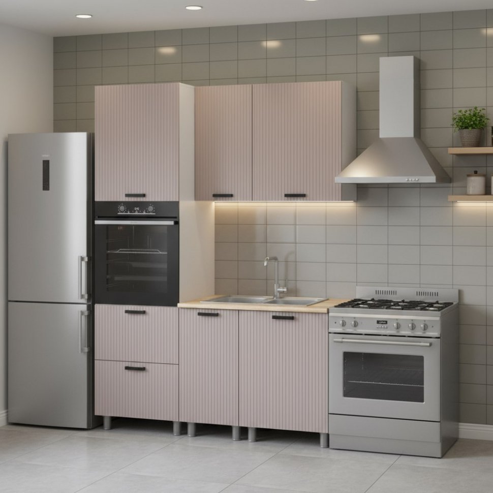 Кухня Аленушка 1,6 м ПД Лотос Кашемир,скоба антрацит,сонома