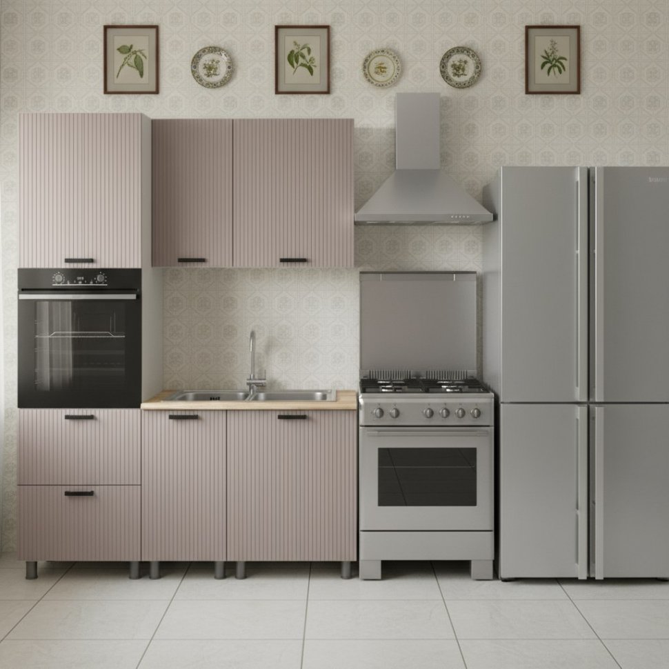 Кухня Аленушка 1,6 м ПД Лотос Кашемир,скоба антрацит,сонома