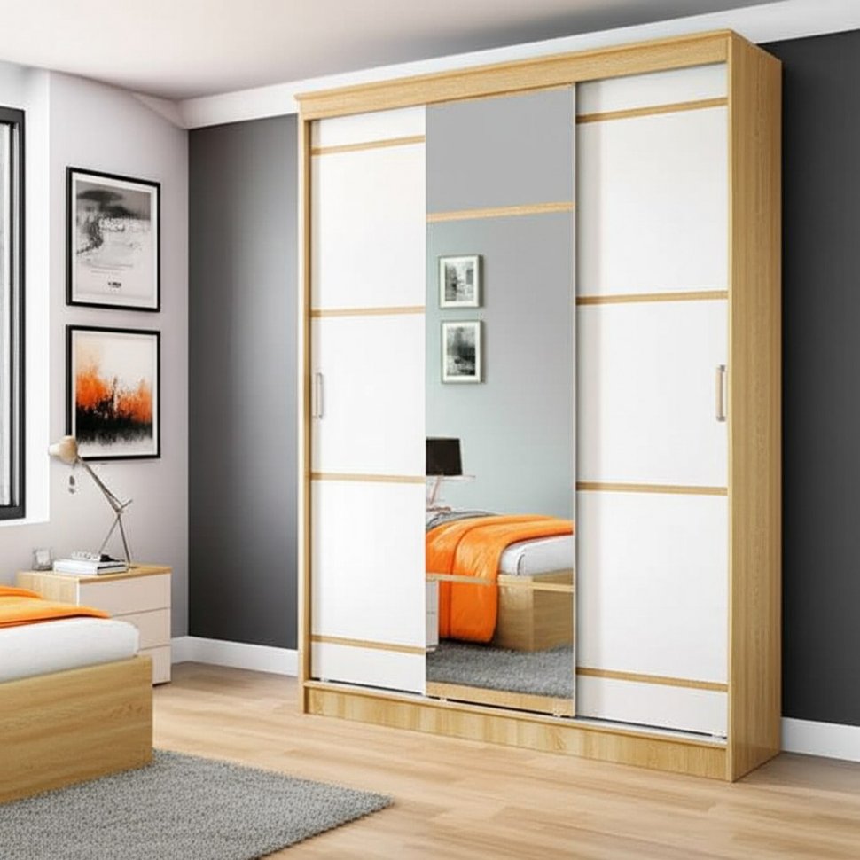 Шкаф-купе 1500 Сакура (БТС) Белый/Дуб Сонома