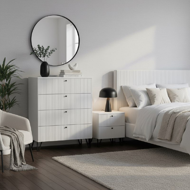 Комод Оливия с ящиками, Белый, Белый Глянец