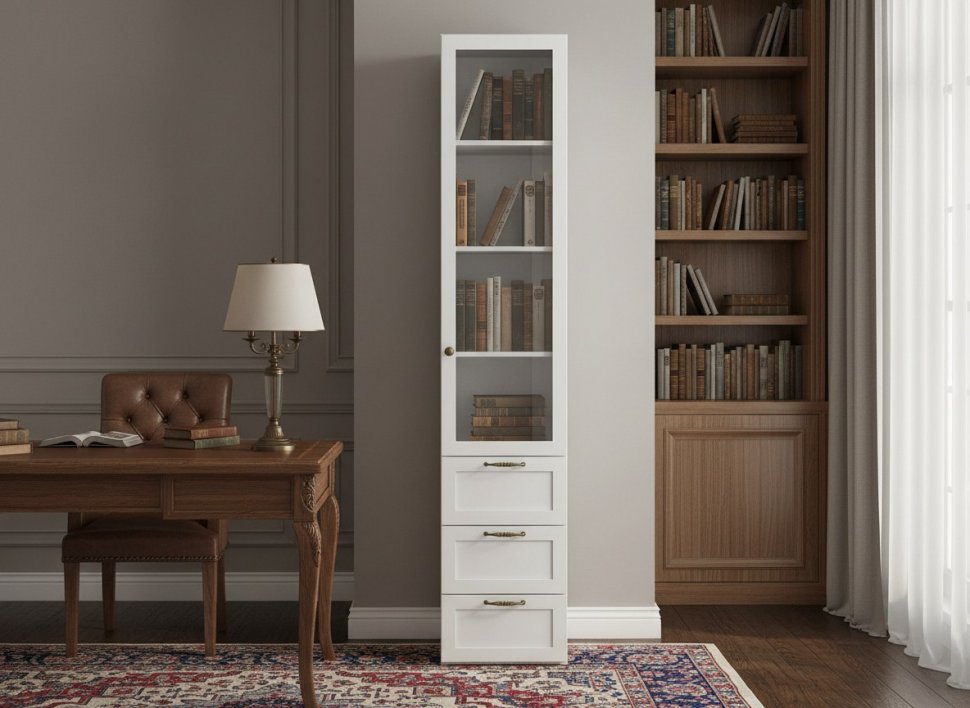 НМ 041.89 Шкаф витрина Орлеан Белый