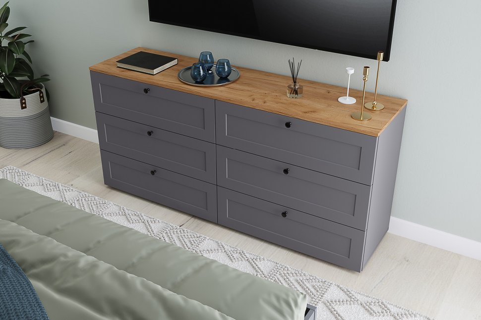 Остин Комод 16.240 Серый графит/Дуб Вотан