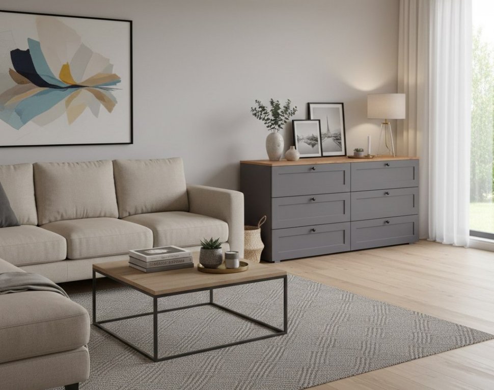 Остин Комод 16.240 Серый графит/Дуб Вотан