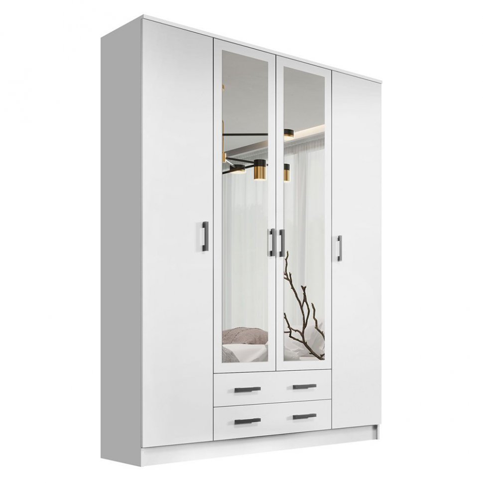 Шкаф четырехдверный КВАДРО (Эра) Белый