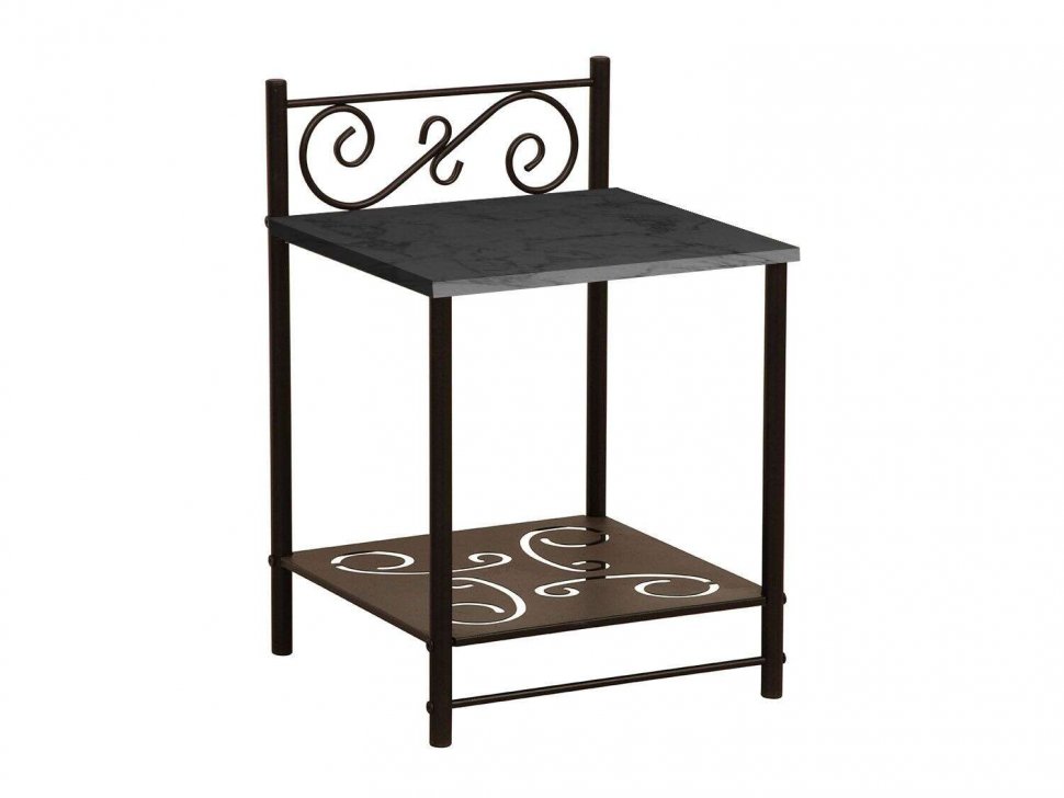 Тумба прикроватная 42.42 Ницца Мрамор черный/металл черный