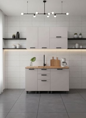 Кухня Аленушка 1,4 м с ящ. Лаванда Кашемир,скоба черный,сонома