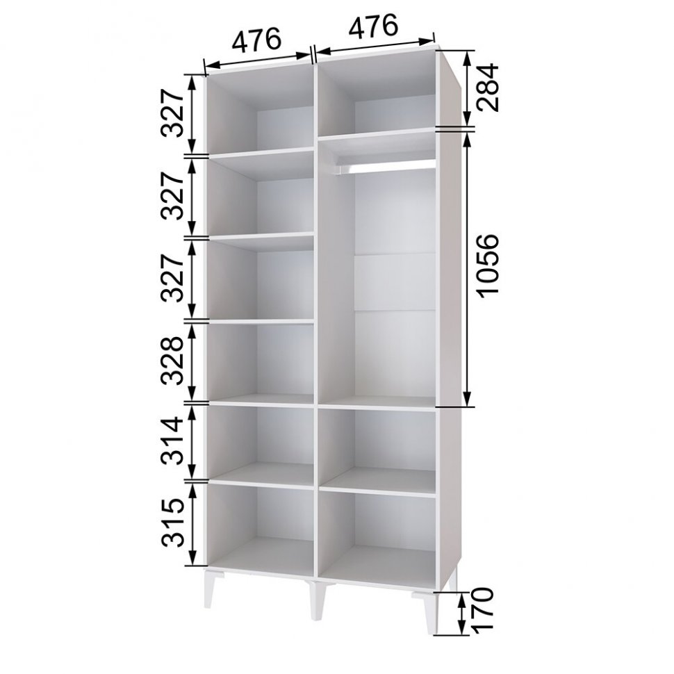 Шкаф двухстворчатый Толедо ТШ-21, Белый