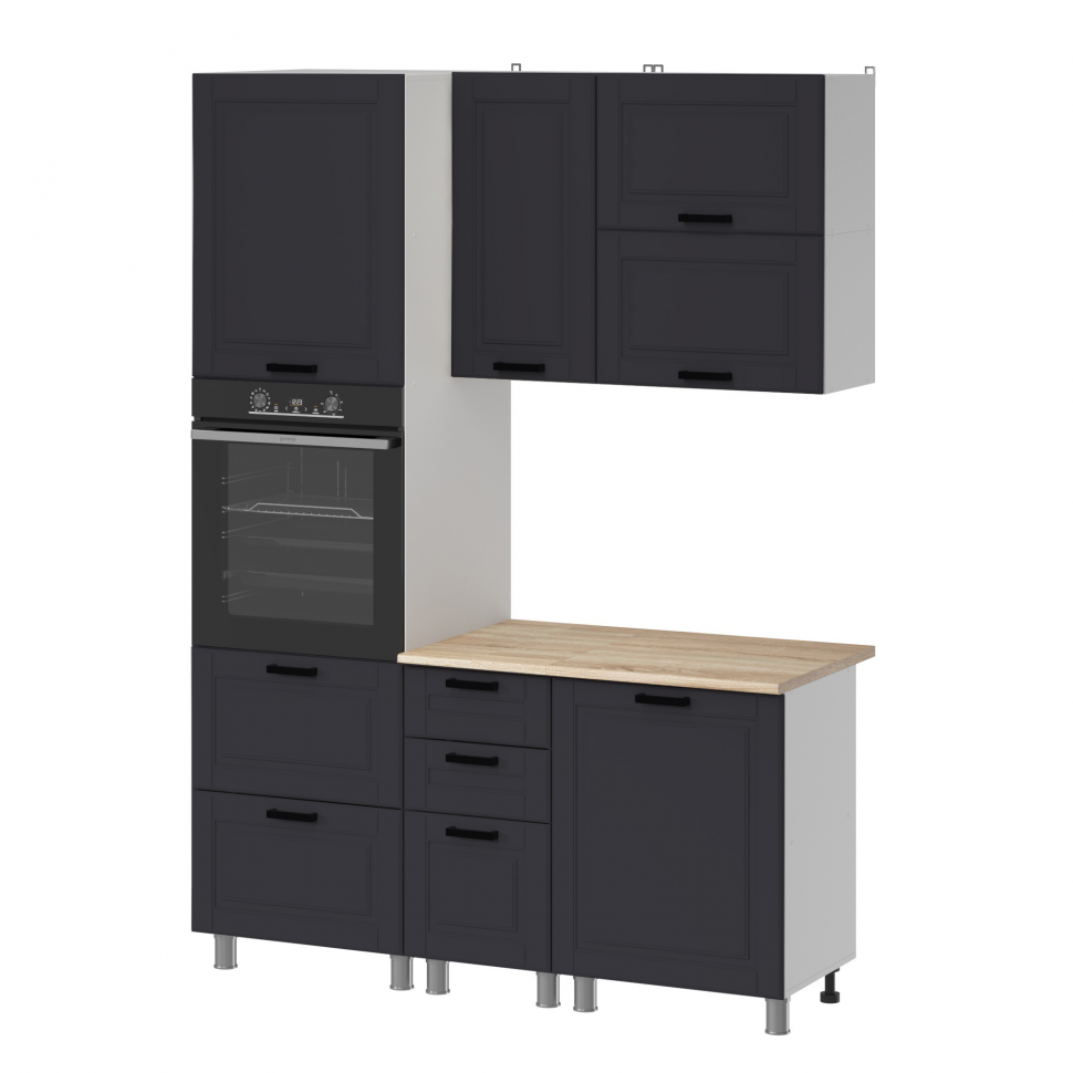 Кухня Аленушка 1,6 м ПД 2 Астра Сталь,скоба черный,сонома