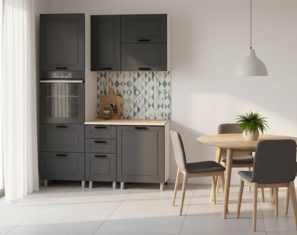 Кухня Аленушка 1,6 м ПД 2 Астра Сталь,скоба черный,сонома