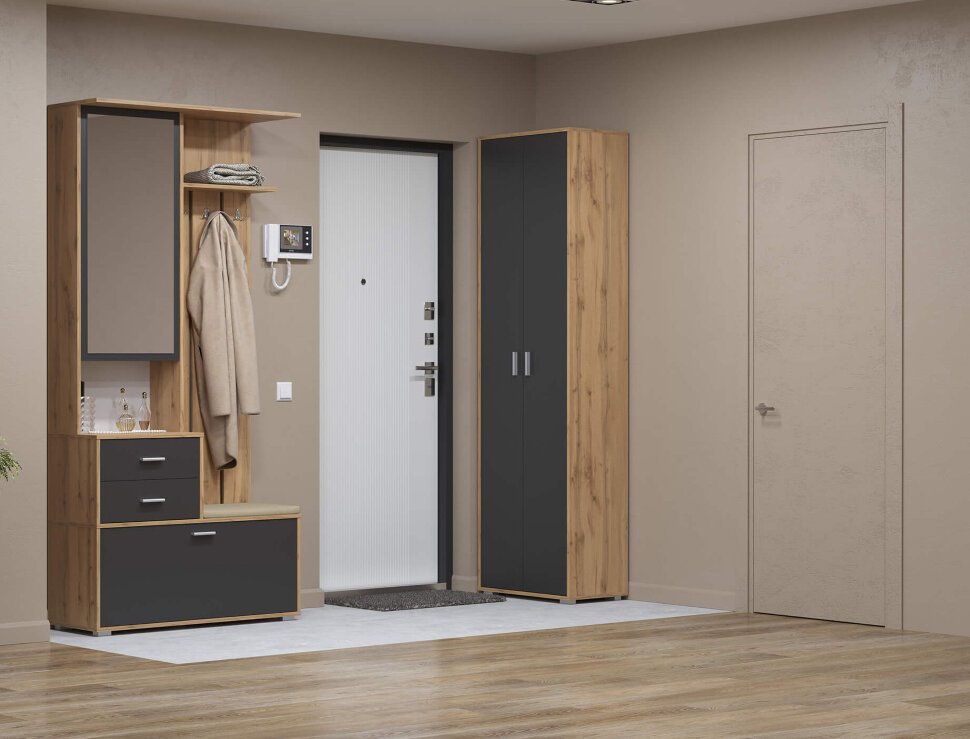 Прихожая модульная Антре 1 Дуб вотан / Диамант серый 1