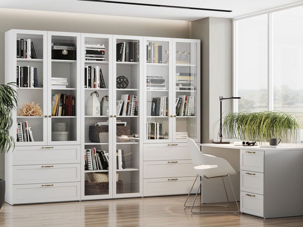 НМ 041.87 Шкаф витрина Орлеан Белый