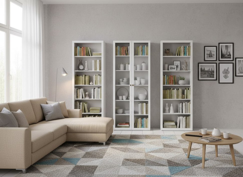 НМ 041.87 Шкаф витрина Орлеан Белый