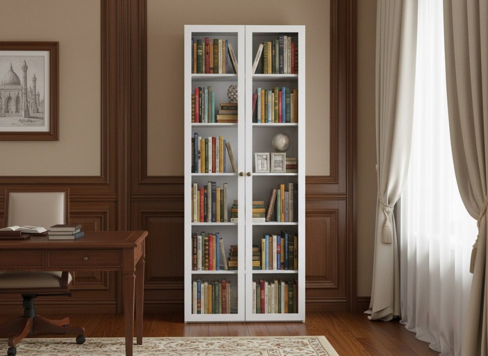 НМ 041.87 Шкаф витрина Орлеан Белый