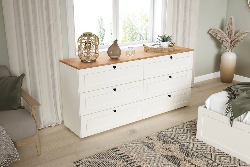 Остин Комод 16.240 Белый шагрень/Дуб Вотан