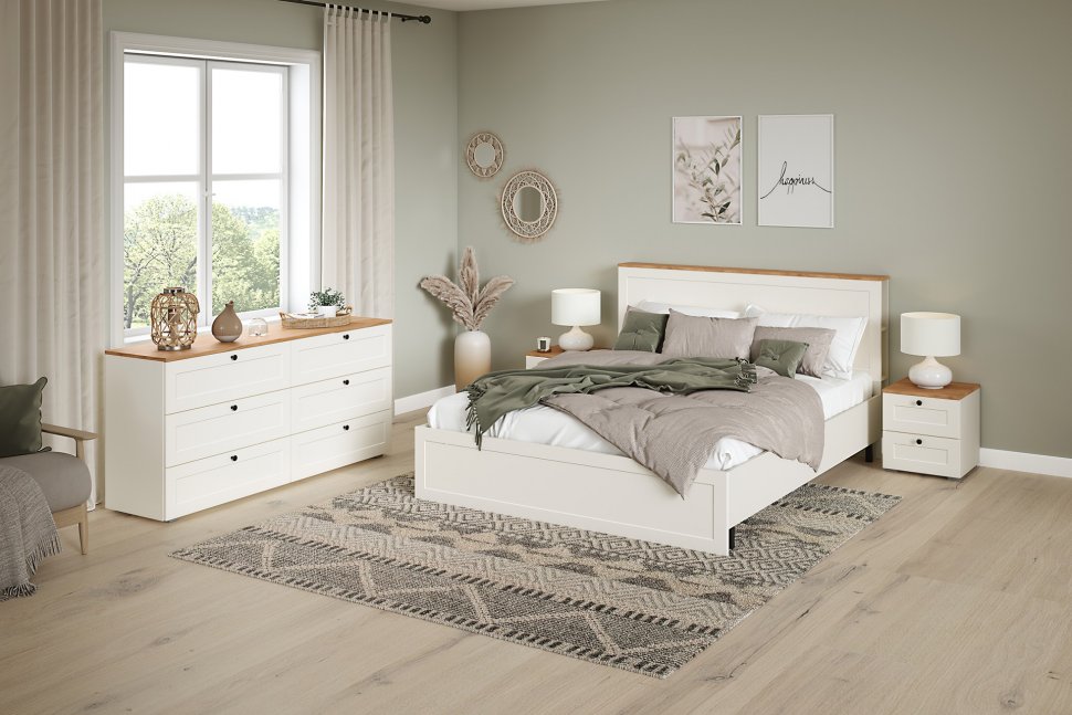 Остин Комод 16.240 Белый шагрень/Дуб Вотан