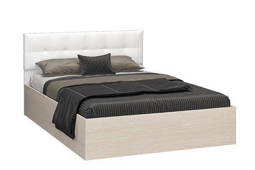 Кровать с ортопедическим основанием Селена 140х200, дуб/экокожа белая