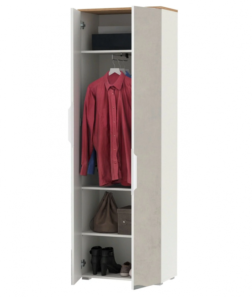 Октава Шкаф для одежды 13.338 Белый шагрень/Дуб Вотан