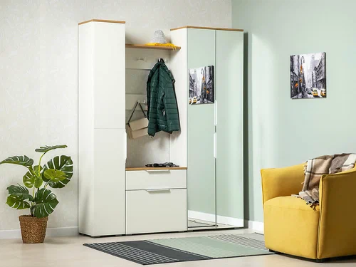 Октава Шкаф для одежды 13.338 Белый шагрень/Дуб Вотан