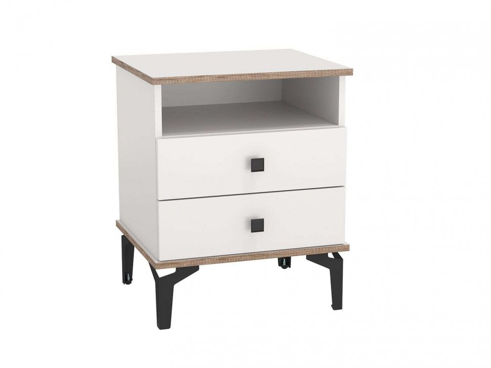 Тумба прикроватная 51.17 Либерти опора h=150мм Белый / Дуб Каньон
