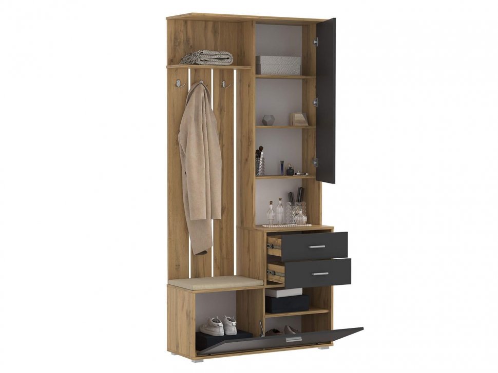Антре шкаф для прихожей 65.08 Дуб вотан / Диамант серый