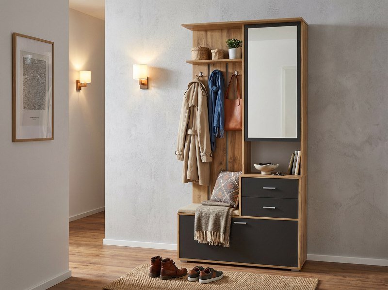 Антре шкаф для прихожей 65.08 Дуб вотан / Диамант серый