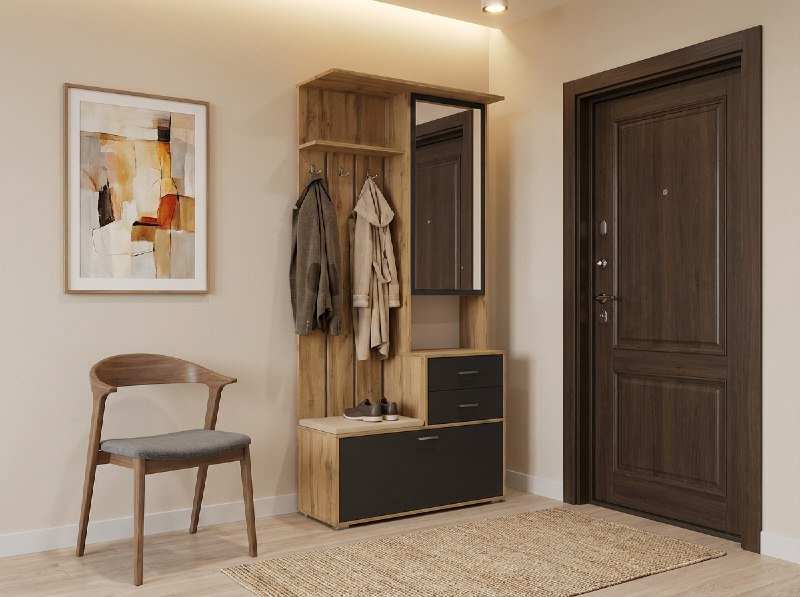 Антре шкаф для прихожей 65.08 Дуб вотан / Диамант серый