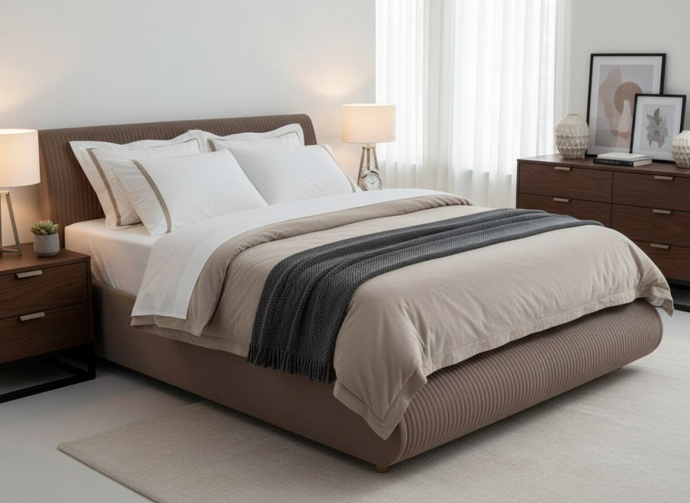 Кровать Нефертити 1400 с основанием / какао №8