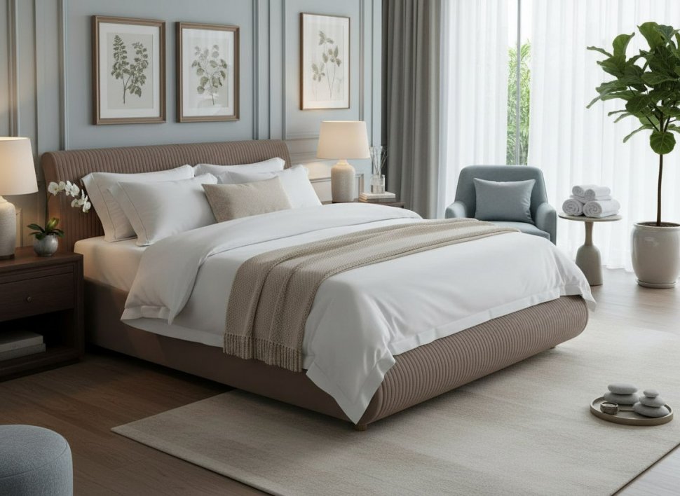 Кровать Нефертити 1400 с основанием / какао №8