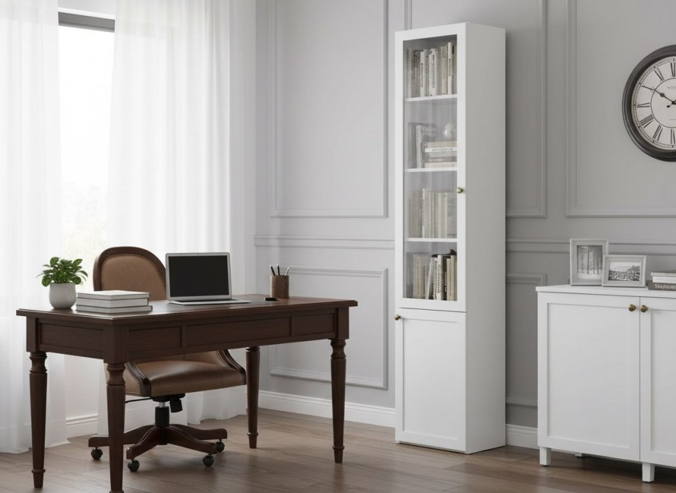 НМ 041.86 Шкаф витрина Орлеан Белый