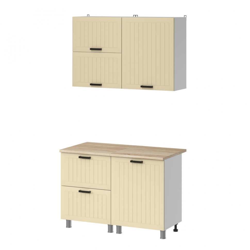 Кухня Аленушка 1,2 м с ящ.в 2 Орхидея Крем,скоба черный,сонома