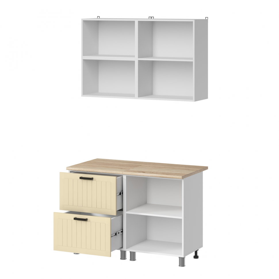 Кухня Аленушка 1,2 м с ящ.в 2 Орхидея Крем,скоба черный,сонома