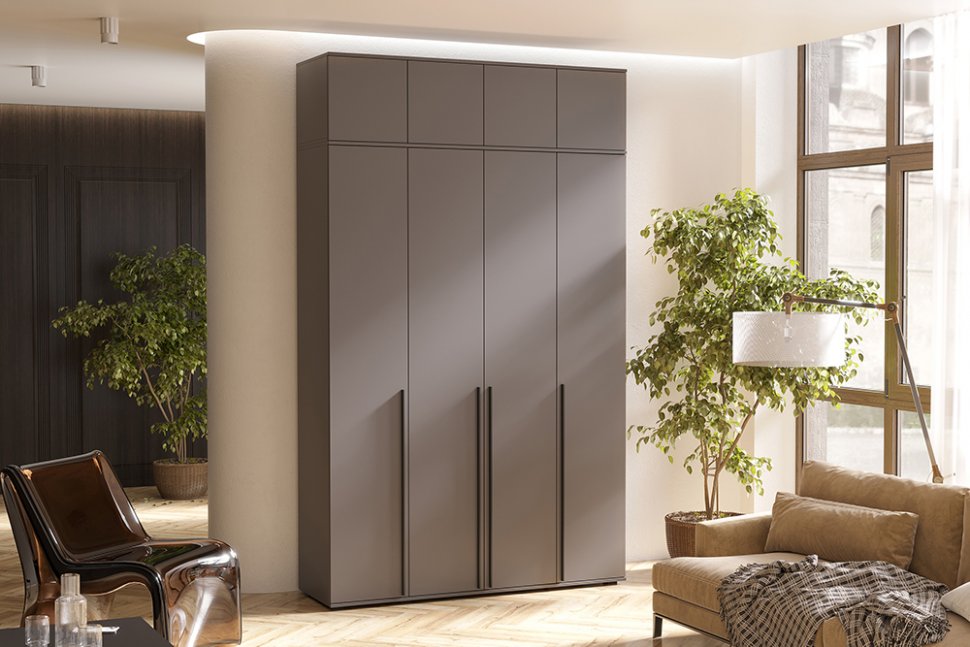 Шкаф 4-створчатый с антресолью Норд 1600 (Графит)