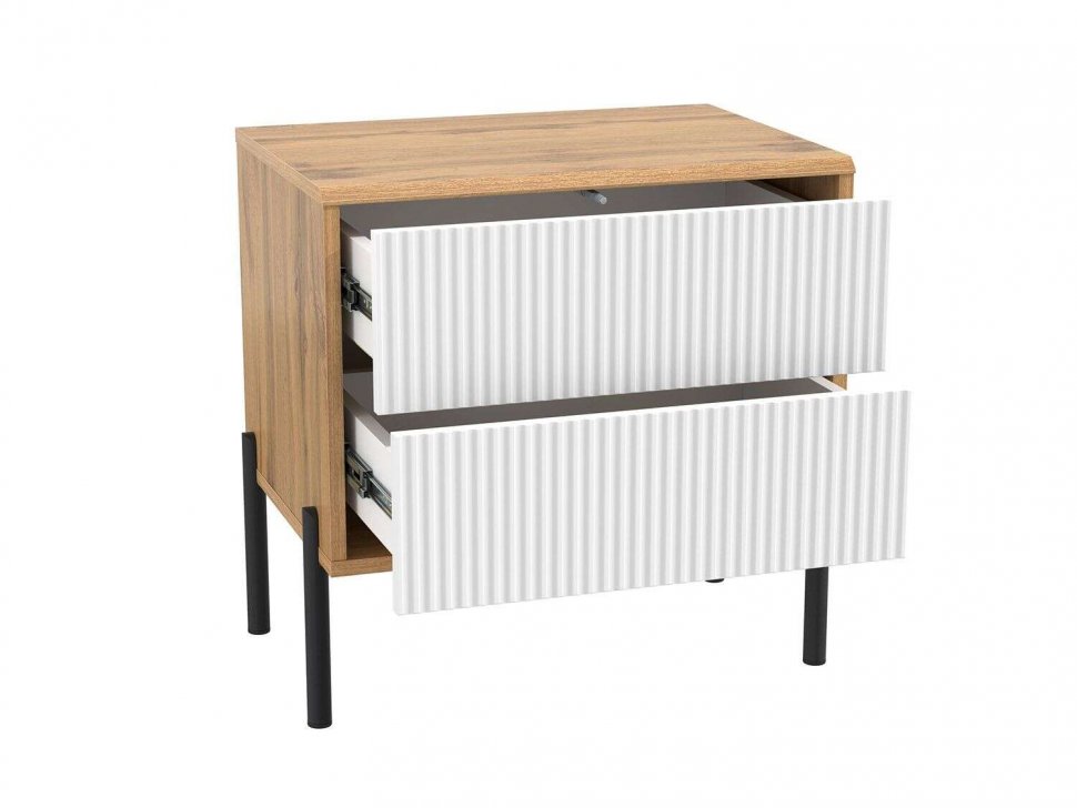 Тумба прикроватная 72.09 Кензо Дуб Вотан / Белый глянец снег